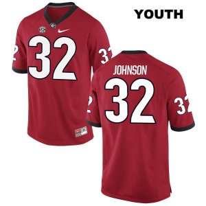 Youth Georgia Bulldogs NCAA #32 Jaylen Johnson Nike Stitched Red Authentic College Football Jersey IJI1654BS